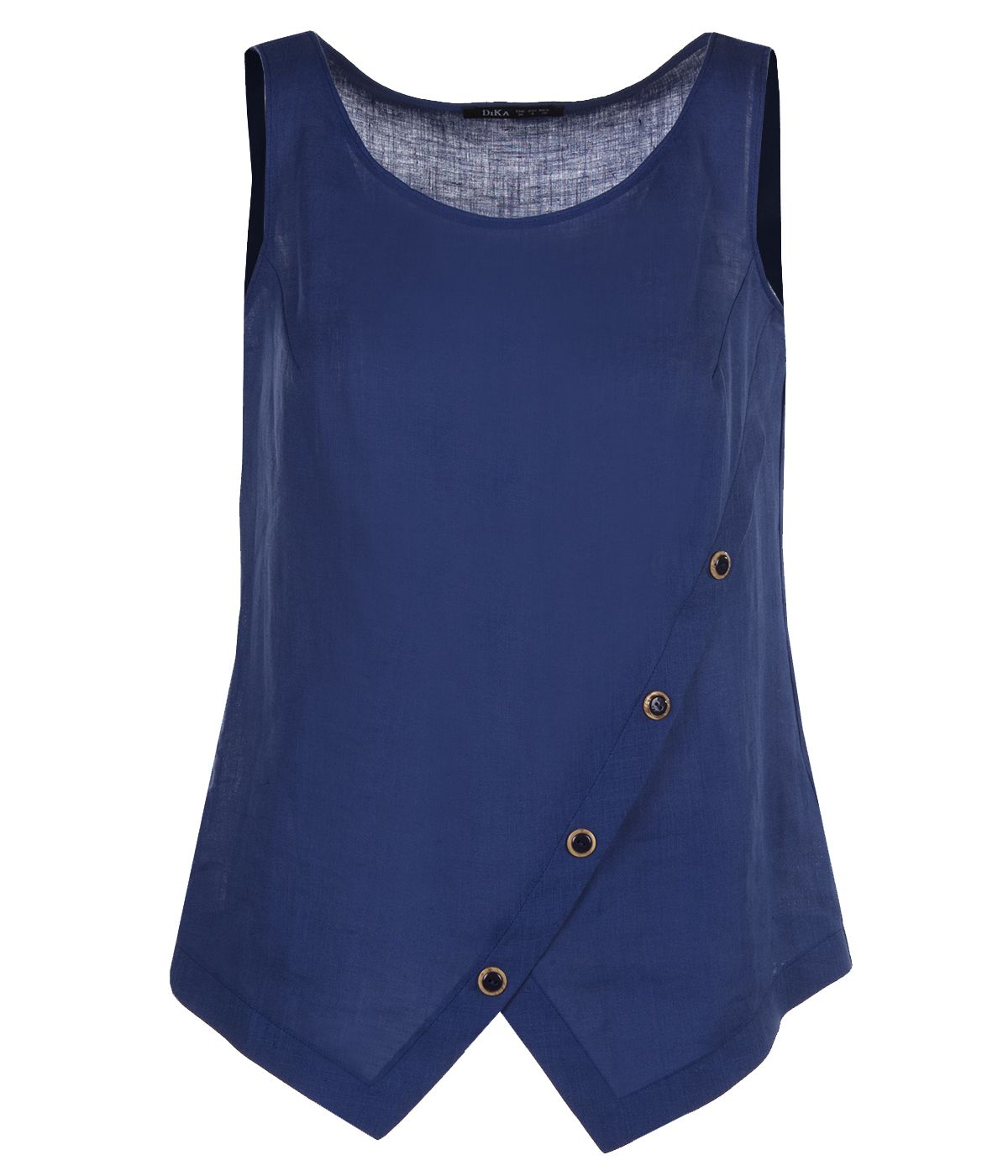 Asymmetrical hemp top with decorative buttons 0